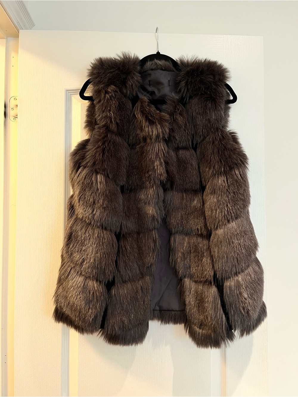 Taupe Faux Fur Vest Womens